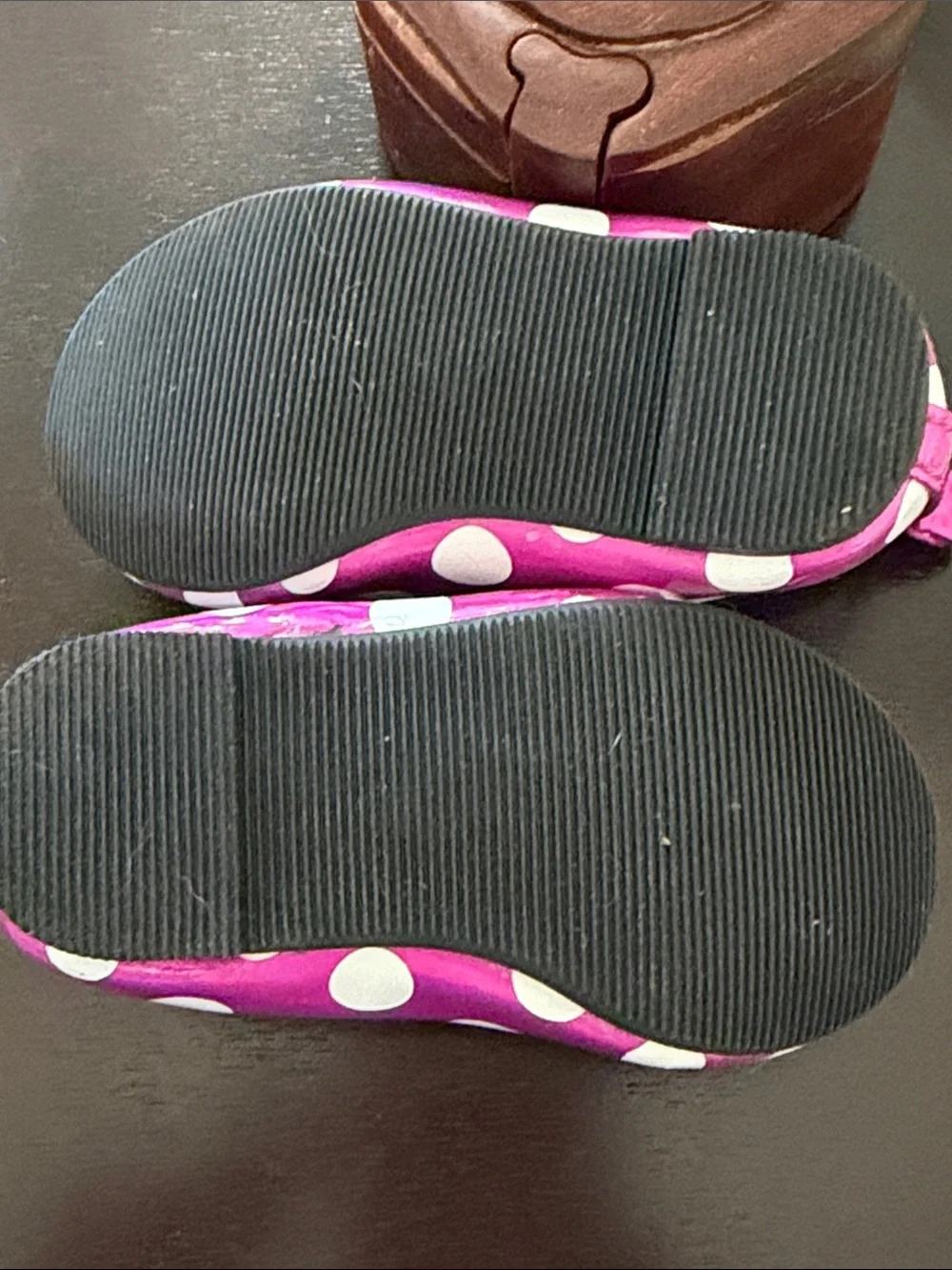 Disney | Baby Minnie Mouse Shiny Hot Pink White Polka Dot Mary Janes